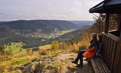 Vom Aussichtspavillon am Spiesshorn schaut man ins Menzenschwander Tal bis zum Dom von St. Blasien. Foto: Michael Arndt